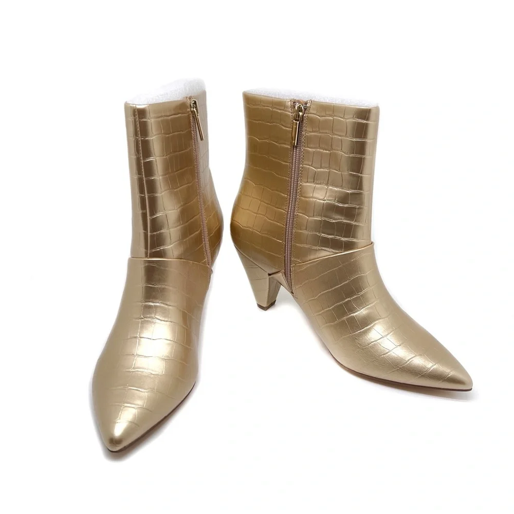 Faryl by Farylrobin Faux Croc Ankle Boot Marianna Heeled Bootie Size 10